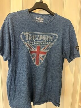Triumph Men's Blue Graphic T-Shirt - Union Jack Logo Size XL